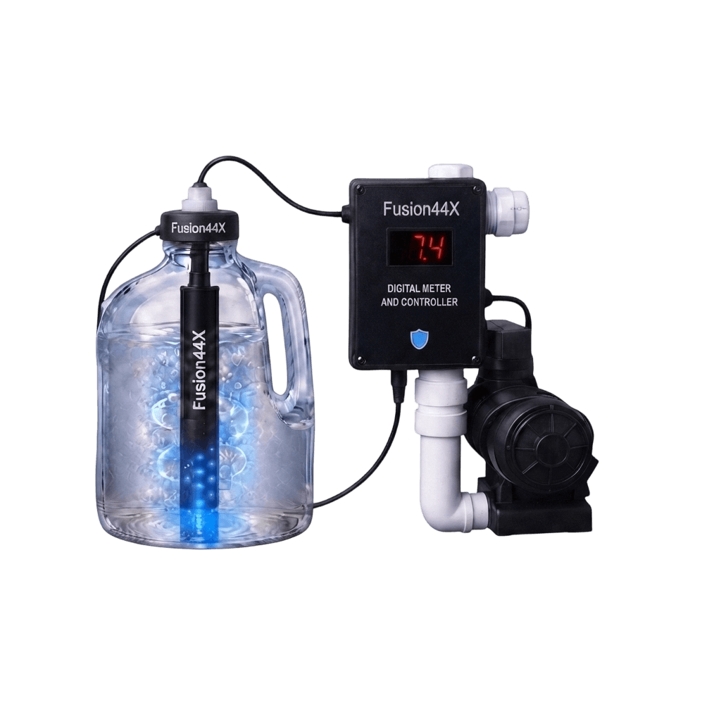 Fusion44X Hydro-pH-Infusion system diagram with numbered part callouts